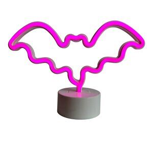 10" Purple Bat Shaped LED Neon Sign Light Halloween Vampire Decor Night Lamp
